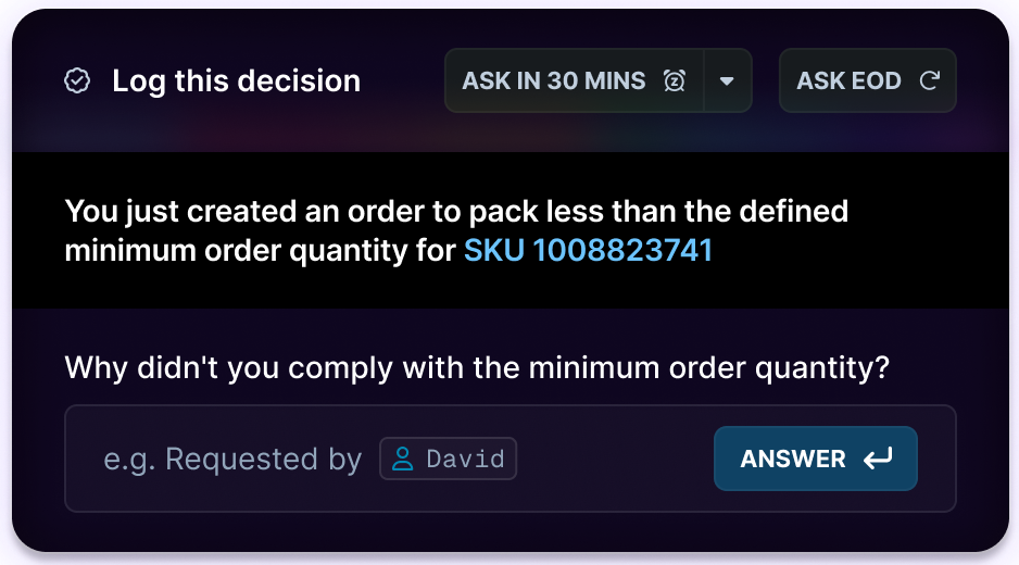 Image of a decision logging tool